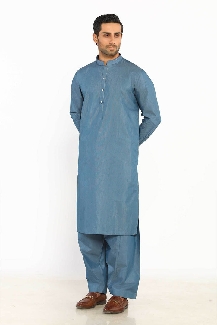 Teal Blue Wash & Wear Shalwar Kameez - Prime Point Store