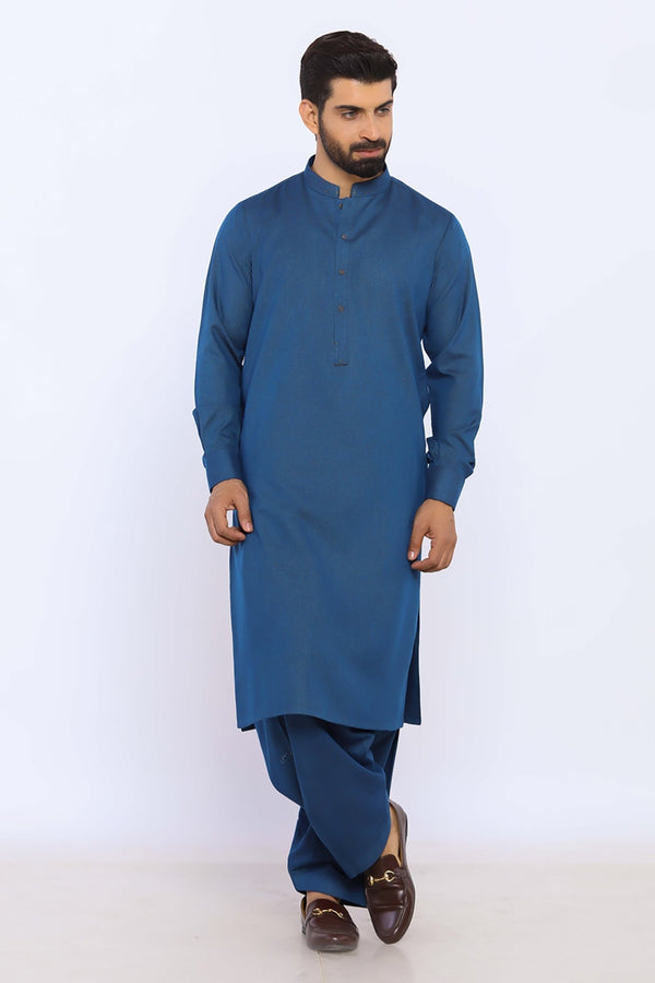 Teal Blue Wash & Wear Shalwar Kameez - Prime Point Store