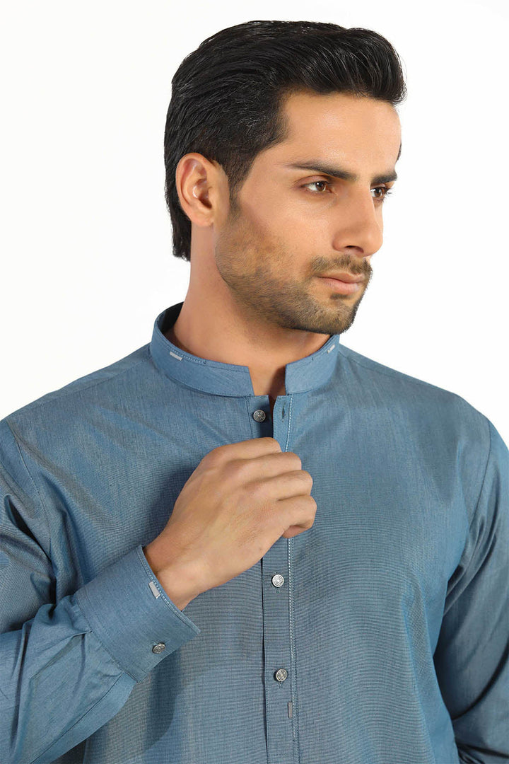 Teal Blue Wash & Wear Shalwar Kameez - Prime Point Store