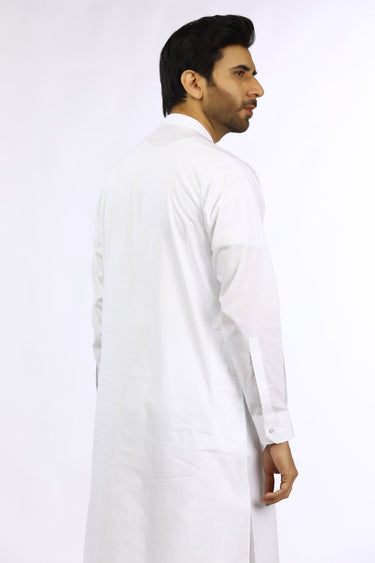 White Blended Casual Shalwar Kameez For Men - Prime Point Store