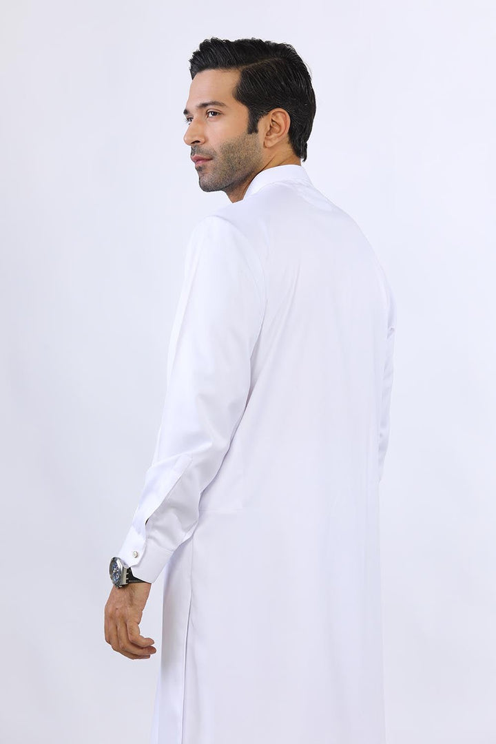 White Blended Casual Shalwar Kameez For Men - Prime Point Store