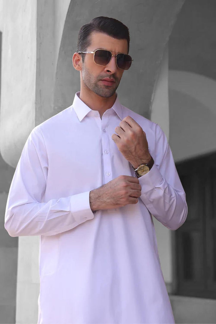 White Cotton Casual Shalwar Kameez For Men - Prime Point Store