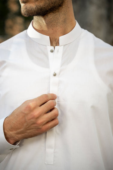 White Cotton Shalwar Kameez For Men - Prime Point Store