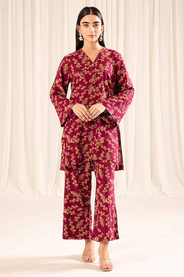 2 Pc Linen Printed Stitched Co-ords