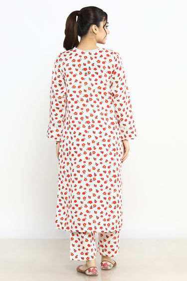 2 Pc Printed Viscose Stitched Co-ords