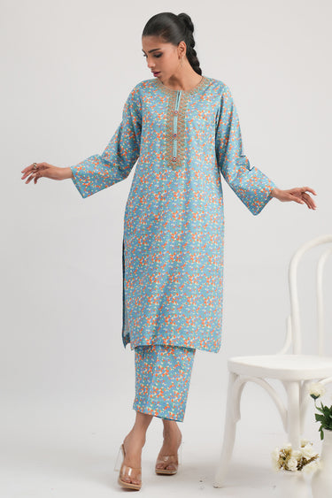 2 Pc Printed Embroidered Cotton Lawn Stitched Suit