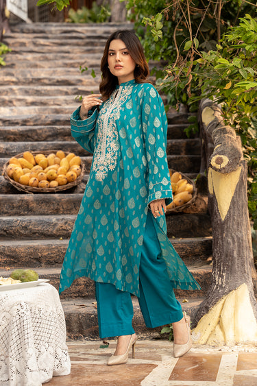 2 Piece - Embroidered Jacquard Suit