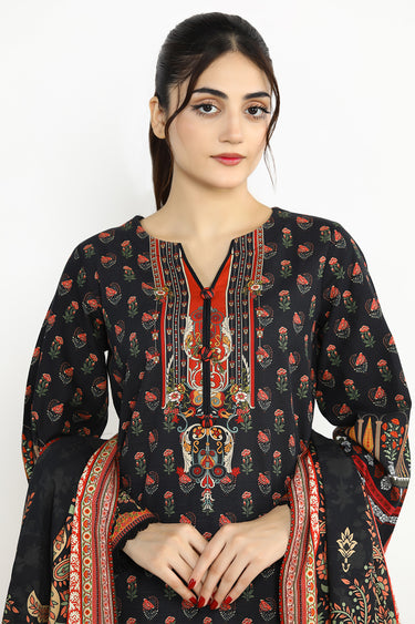 3 Piece - Printed Khaddar Suit