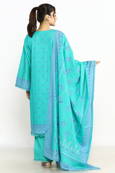 3 Piece - Printed khaddar Suit
