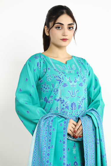 3 Piece - Printed khaddar Suit