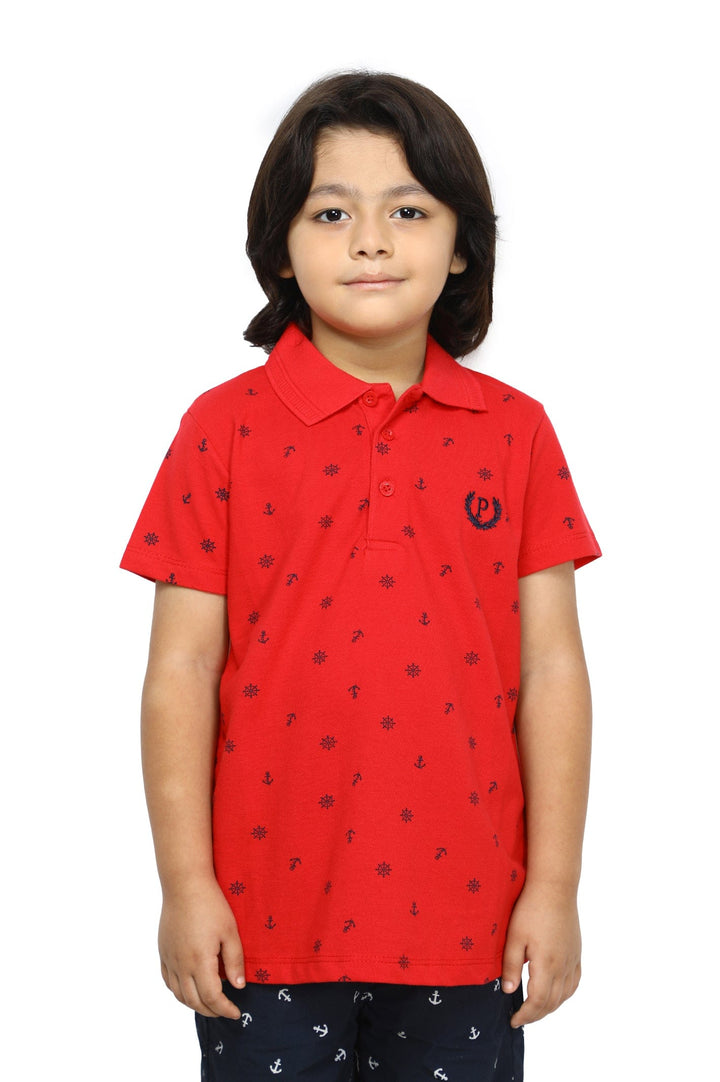 Boys Graphic Polo T-Shirt SKU: BGP-0008-RED - Prime Point Store