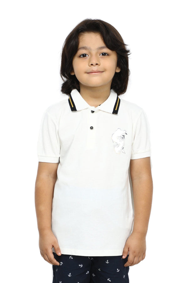Boys Graphic Polo T-Shirt SKU: BGP-0002-WHITE - Prime Point Store