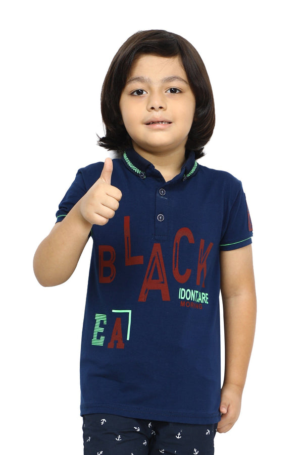 Boys Graphic Polo T-Shirt SKU: BGP-0006-D/BLUE - Prime Point Store
