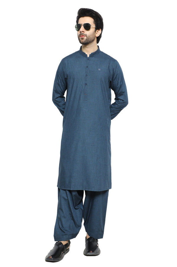 Men Shalwar Kameez SKU: ESKF-0014-BLUE - Prime Point Store